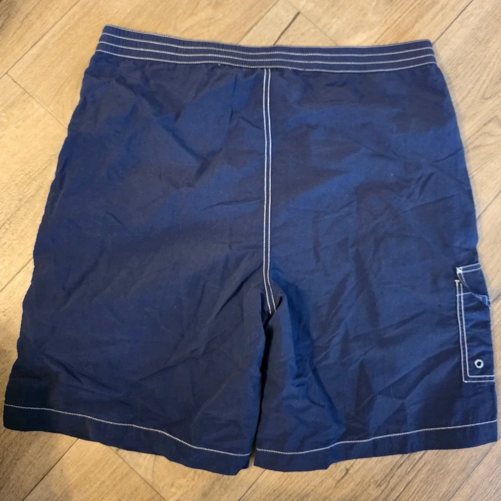 Polo Ralph Lauren Men L Navy Blue Board Shorts Swim Trunks Cargo Contrast Stitch